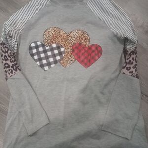 Heart Patterned Long Sleeve Shirt